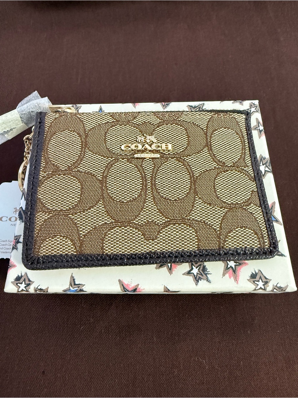 Coach Signature Canvas ID Card Case with Gold Hardware - Picture 7 of 9